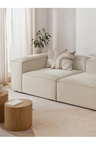 Most Mollis Köşe Modül Berjer 01 Fitilli Kırık Beyaz Kadife Kumaş