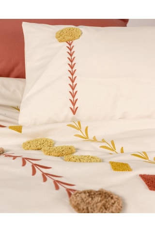 Cotton Box Puff Nakışlı Çift Kişilik Nevresim Takımı Amaris Kiremit
