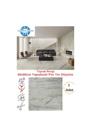 Kendinden Yapışkanlı Yer Zemin Ve Duvar Kaplama Paneli Arkası Kauçuklu 60x60cm Floor Pvc Panel 607