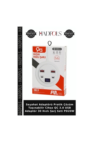 Seyahat Adaptörü Pratik Çözüm Taşınabilir Cihaz Qc 3.0 Usb Adaptör 30 Hızlı Şarj Seti Pd20w