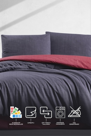 Elart Simple Nevresim Takımı Çift Kişilik 200x220 Cm Bordo Bordo