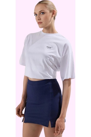 Ersefa Kadın Pamuk Mini Şort Etek Rahat Kesim Yazlık Normal Bel Slim Fit Lacivert