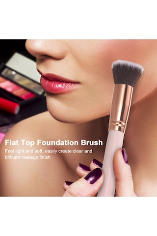 Moveevo Fondöten Fırçası Düz Üst Parlatma Fırçaları Yelpaze Kontur Pudra Fırçası Aydınlatıcı Allık Fırçası Makyaj Fırçaları