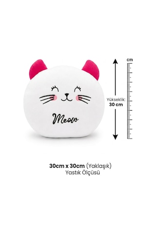 30 Cm Kedi Peluş Yastık Sevimli Kedi Tasarımlı Yumuşak Peluş Oyuncak - 30 Cm