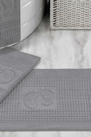 3 Lü Banyo Ayak Havlusu &amp 37 100 Pamuklu 50x70 Cm Açık Gri Çok Renkli