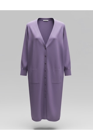 Kadın Önü Düğmeli V Yaka Cepli Mevsimlik Hırka Gülkurusu