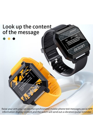 Geeroyoo Ocean 2 Akıllı Spor Saati - 0.96" Tft Dokunmatik Ekran, Uyku/nabız/kan Basıncı İzleme, Çoklu Spor Modu, Bildirimler, Android/ios Desteği - Siyah