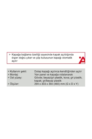 Hafele Fıx II Çöp Kutusu İpli Krem Beyaz 13lt Beyaz