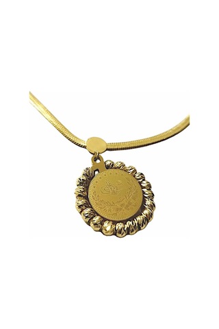 Kadın Dorikalı Tuğra Altın Renk 316l Çelik Kolye Çelik