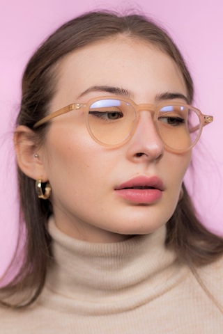 Focus On E-TS001 Wilson Matte Cream Mavi Işık Filtreli Erkek Ekran Gözlüğü Şeffaf