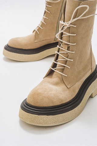 Luvishoes Pearl Bej Süet Hakiki Deri Kadın Bot Bej