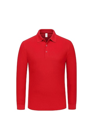 Tezzgelsin Erkek Çocuk Uzun Kol Polo Yaka Okul T-shirt Kırmızı