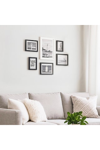 Porsima Dhz90055 Renkli Ahşap Modern Dekoratif 6 Parça Fotoğraf Çerçevesi Masa Duvar Fotoğraf Çerçevesi