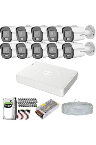 HIKVISION COLORVU GECE-KARANLIKTA 7/24 RENKLİ 10 KAMERALI SET 1TB