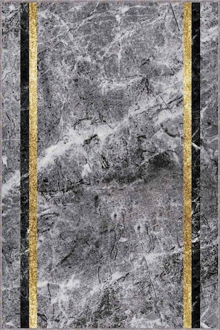 Gri Gold Kaymaz Çerçeveli Kesme Rulo Özel Ölçü Yolluk Ar577n11 Gri - Gold