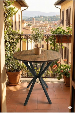 70 Cm Siyah Metal Ayak 2-3 Kişilik Yuvarlak Masa Mutfak Masası Balkon Masası Kafe Masası Ofis Masası Atlantik Çam