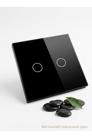 Tuya Smart Life Wifi Akıllı Lamba Siyah Cam Duvar Dokunmatik Akıllı Anahtar Siyah 2 Tuş