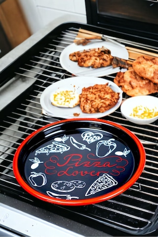 22 No Pizza Tabağı Tepsisi Supla Pasta Tabağı Servis Tabağı 22cm - Kırmızı