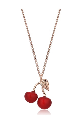 T6062 Reis Kiraz Kolye Pembe Altın