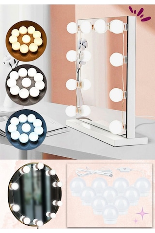 10 Lu Makyaj Masası Banyo Aynası Giyim Odası Aydınlatma Hollywood Tarzı Nostaljik Led Lamba 3 Mod