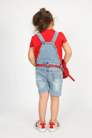 Toontoy Kids Kız Bebek Salopet Çantalı Gitar Nakışlı Kot Kırmızı