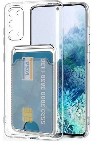 Kvy Samsung Galaxy Uyumlu S20 Plus Kamera Korumalı Kartlıklı Setra Şeffaf Silikon Kılıf