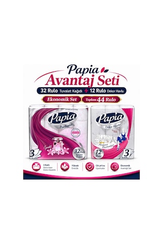 Papia Tuvalet Kağıdı 32 Li Pk Egzotik Parfümlü+ 12 Li Kağıt Havlu