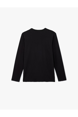 Koton Pamuklu Bisiklet Yaka Basic Slim Fit Uzun Kollu Tişört Siyah 6wam10109hk Siyah