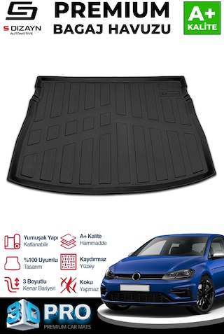 S-dizayn Vw Golf 7 3d Pro Bagaj Havuzu Üst Bagaj 2012-2020 A+ Kalite