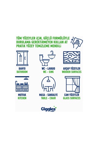 Giggles Pratik Yüzey Temizleme Mendili 50'li