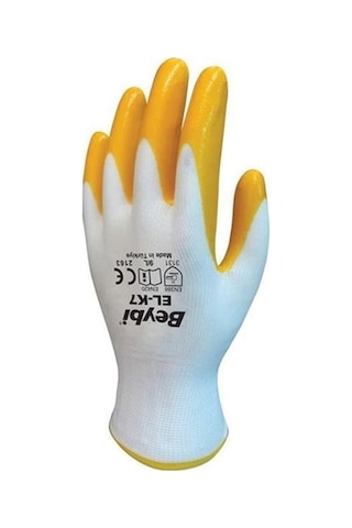 Beybi Elk7 Eldiven Sarı-Beyaz No:10 Pn7