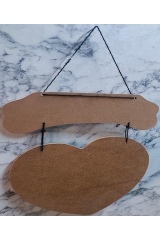 Hobi Adn Dekoratif Kapı Süsü Kalpli Model Ahşap Mdf Ham Cnc Kesim El Yapım Ahşap