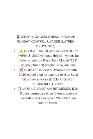 Fiat Doblo 3 263 Pre-facelift Makyajsız Kasa 2010 Uyumlu 14 Parça Dodik Seti Çamurluk Ve Yan Kapı Koruma Çizik Hasar Engelleyici Araç Koruyucu