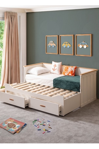 Yavrulu Karyola, Likya Divan Karyola Çekmeceli Açılır Çift Kişilik Karyola Yataksız Tek Kişilik