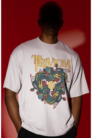 Sevbano Trivium Rock Metal Müzik Grubu Ön Baskılı Unisex Oversize Tişört Beyaz