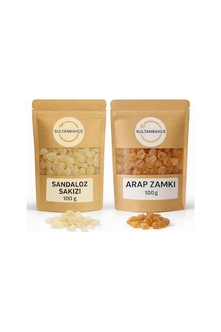 Sultanbahçe Sandaloz Sakızı 100 Gr + Akasya Gamı Arap Zamkı 100 Gr Doğal Reçine Seti