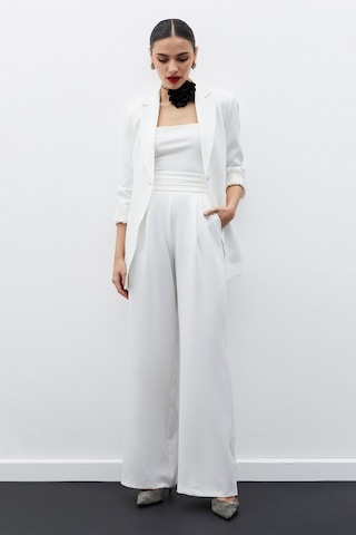 Sateen Mono Yaka Klasik Ceket - Ekru