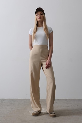 Ge Ticaret Beli Yarım Lastikli Palazzo Pantolon - Camel Camel