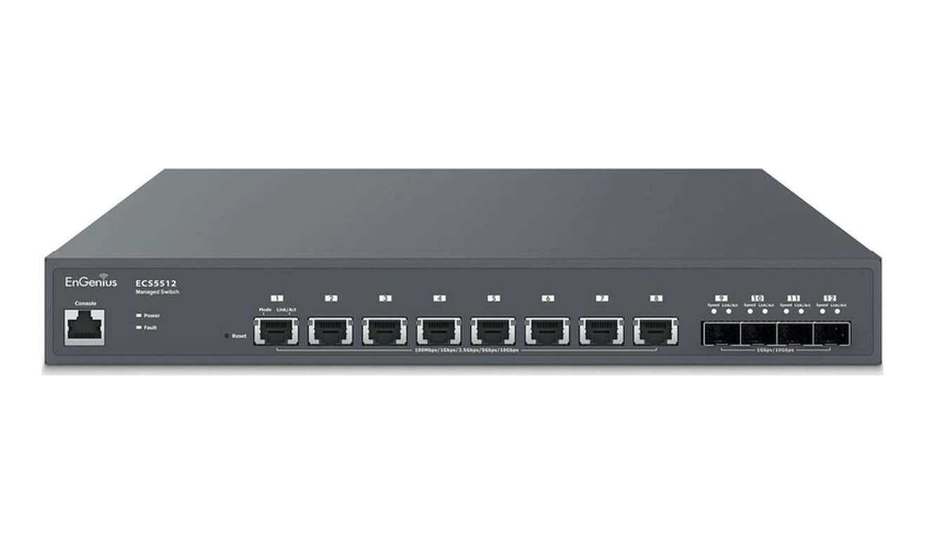 Ecs5512 Switch 8 X 100/1000/2500/5000/10000 10gig Port, 4 X Sfp+ 10gig Port, L2+-112845