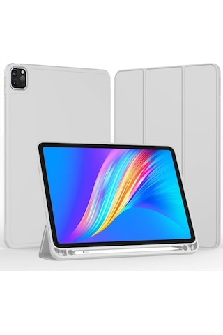 Apple Uyumlu iPad Pro 4. Nesil M2 2022 11 Inç Tablet Kılıf Uyku Modlu Kalem Bölmeli Silikon Koruyucu Kılıf