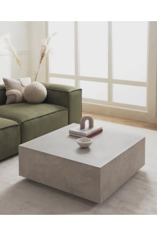 Most Lignum Mermer Görünümlü %100 Mdf Orta Sehpa 80x80 Cm Traverten Bej