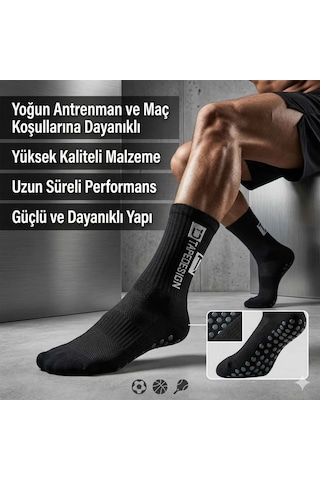 Çorap Giyim Kaydırmaz Futbol 3 Lü Basketbol Tenis Erkek Spor Çorap, Siyah, Kaymaz Çorap Tabanlı, Dikişsiz Ve Parfümlü, Yüksek Kalite