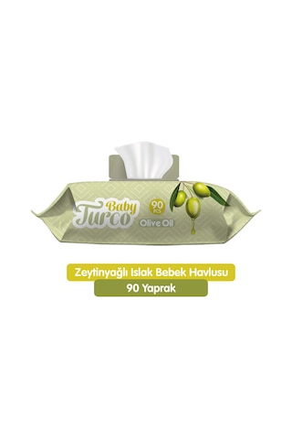 Baby Turco Zeytinyağlı Islak Havlu Mendil Plastik Kapak 90'Lı