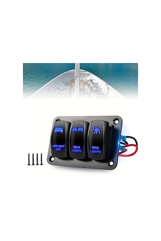 Motion003 O3l B Uc Joystick Anahtarlı Aluminyum Panel Onceden Baglı Anahtarlar Mavi Led Arabalar Tekne Yatlar Rv Kamyonlar Icin Pilsiz