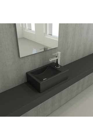 Bocchi Milano Dar Sağ Lavabo 37 CM Mat Antrasit 1419-020-0126
