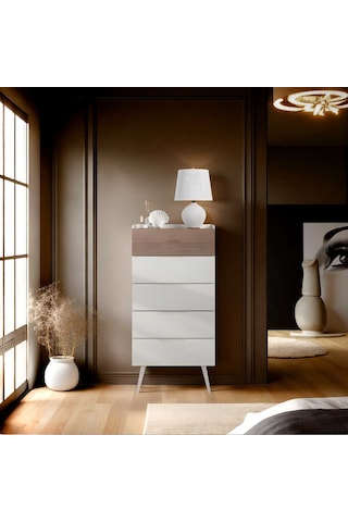 Milano 5 Çekmeceli Şifonyer - Vizon/zebra 60x121x44 Cm