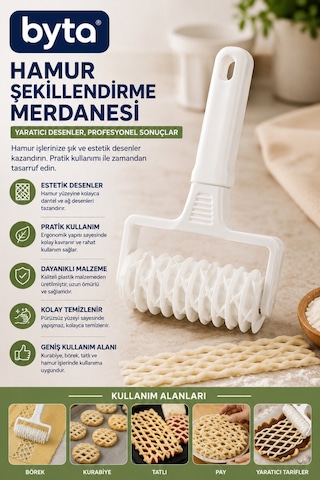 Hamur Şekillendirme Merdanesi Kafes Desenli Hamur Kesici Ve Şekillendirici Turta Tart Börek Tatlı Hamuru Rulosu Diğer