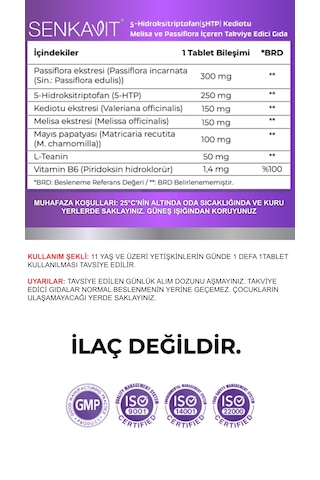 Senkavit 5 Htp, Valeriana, Melisa, L-teanin Ve Vitamin B6 İçeren 60 Lı Tablet