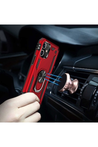 Apple Uyumlu iPhone 12 Manyetik Yüzüklü Tank Kılıf Vega Kapak
