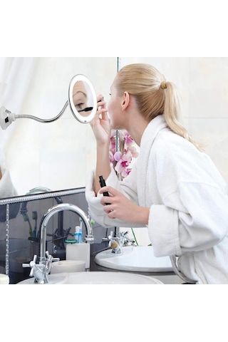 Lemestar 11,5 İnç Büyütmeli Led Aydınlatmalı Esnek Boyunlu Banyo Ve Makyaj Aynası Beyaz